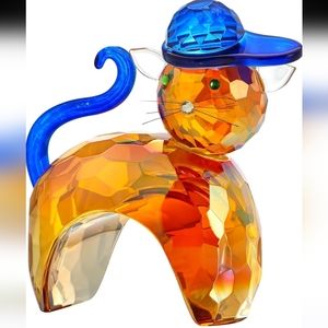 CRYSTAL CATS WITH HAT BASEBALL CAT